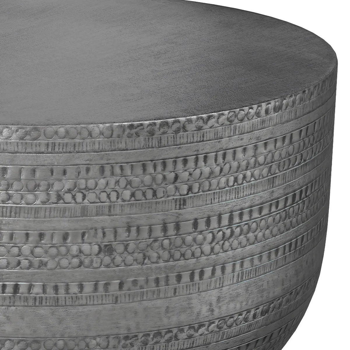 Johnsen Metal Coffee Table | Handcrafted | Large Round Shape | Distinctive Textured Detail