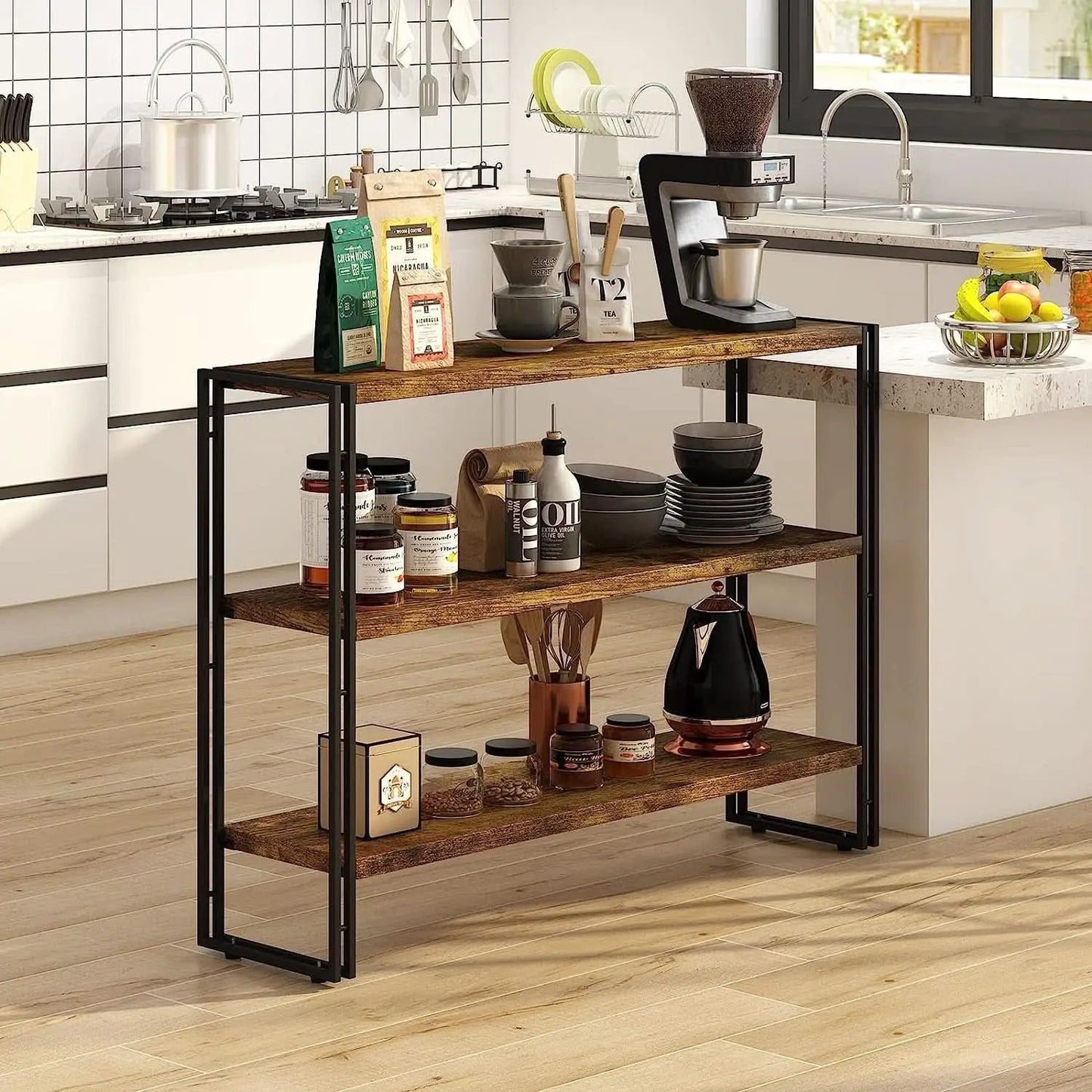 Rustic Three Tier Bookcase With Easy Assembly Home Office from PriceLows™