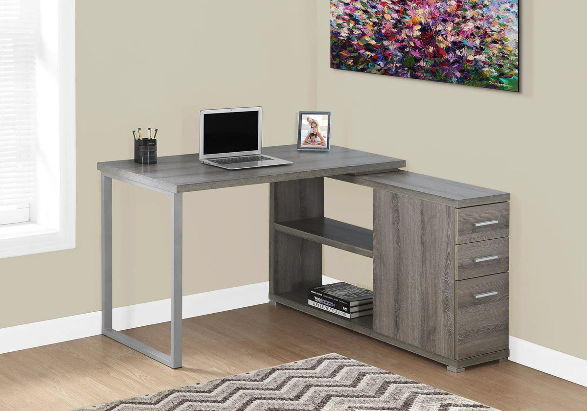 L-Shaped Computer Desk With Drawers | 47.25 Inch Width | Left Or Right Setup | Three Drawers