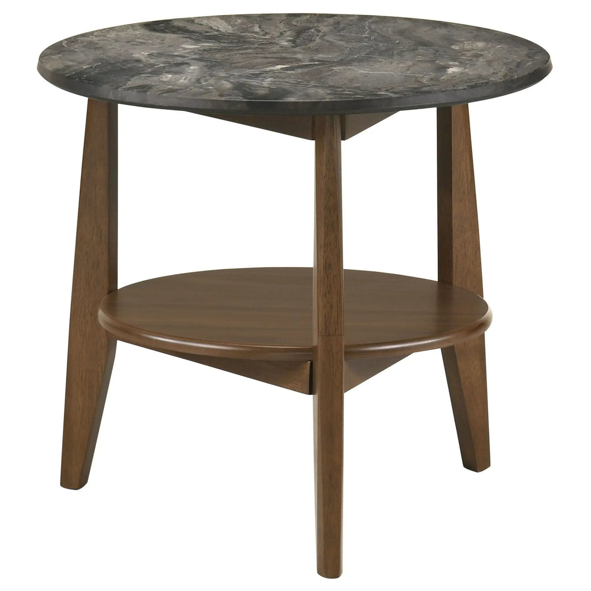 Bradley Round SmartTop End Side Table Smokey Grey and | 23.5 x 23.5 x 21.75 in | Rubberwood & Engineered Wood | Dark Brown
