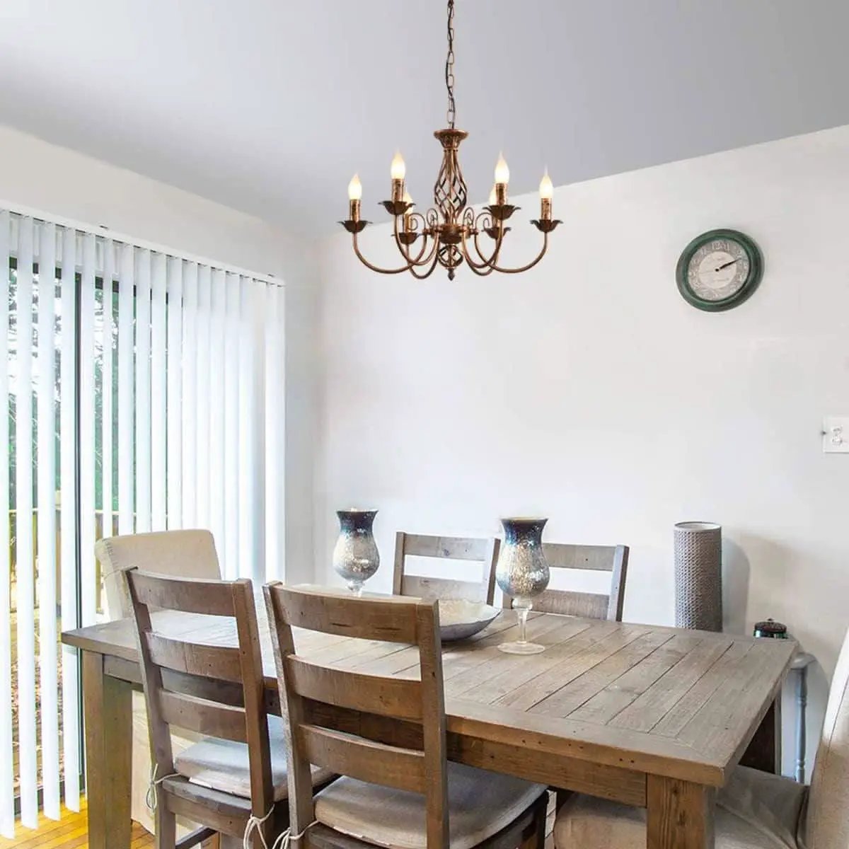 Bronze Rustic Farmhouse Chandelier Six Light Pendant from PriceLows™