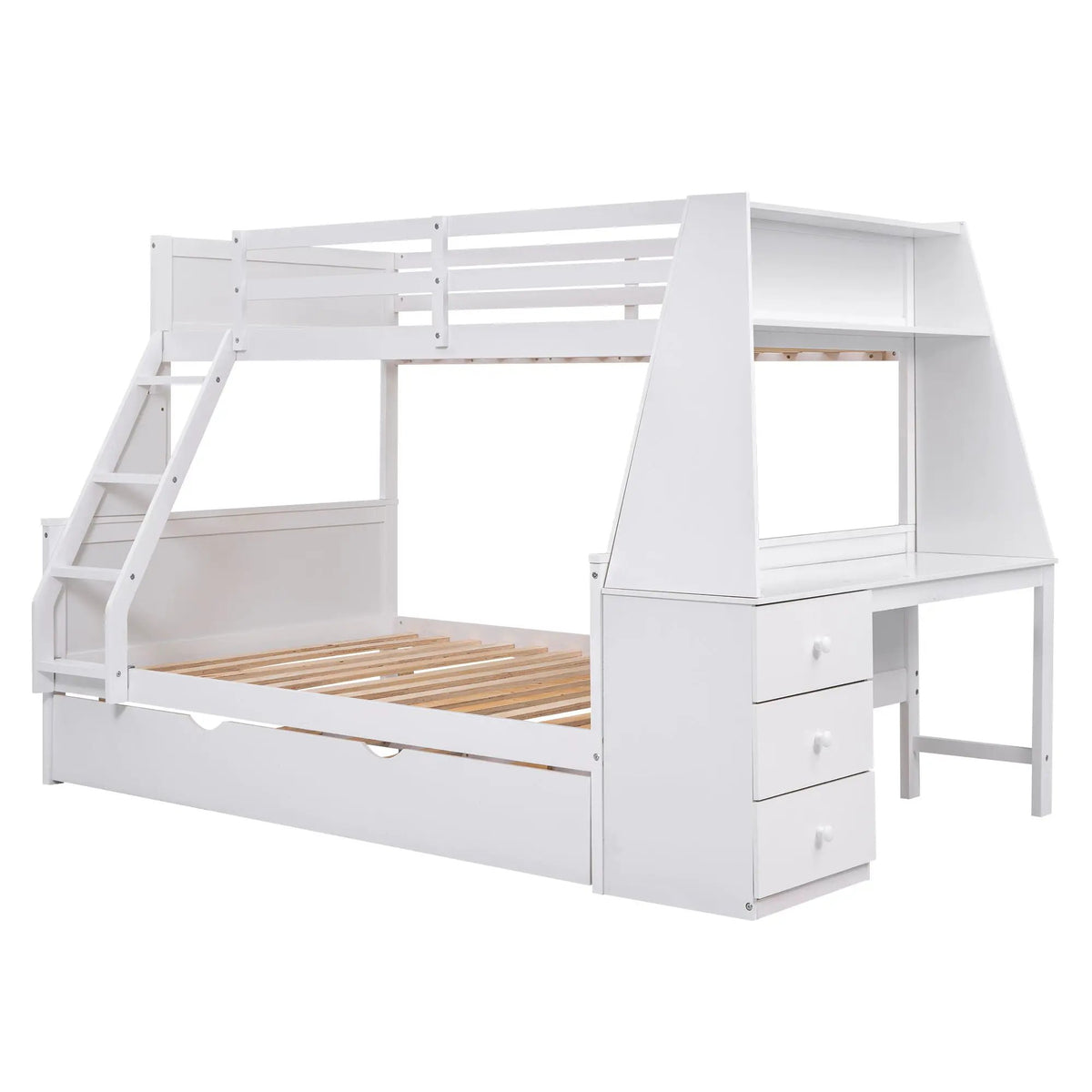 Bunk Bed | Trundle | Integrated Desk | 3 Storage Drawers