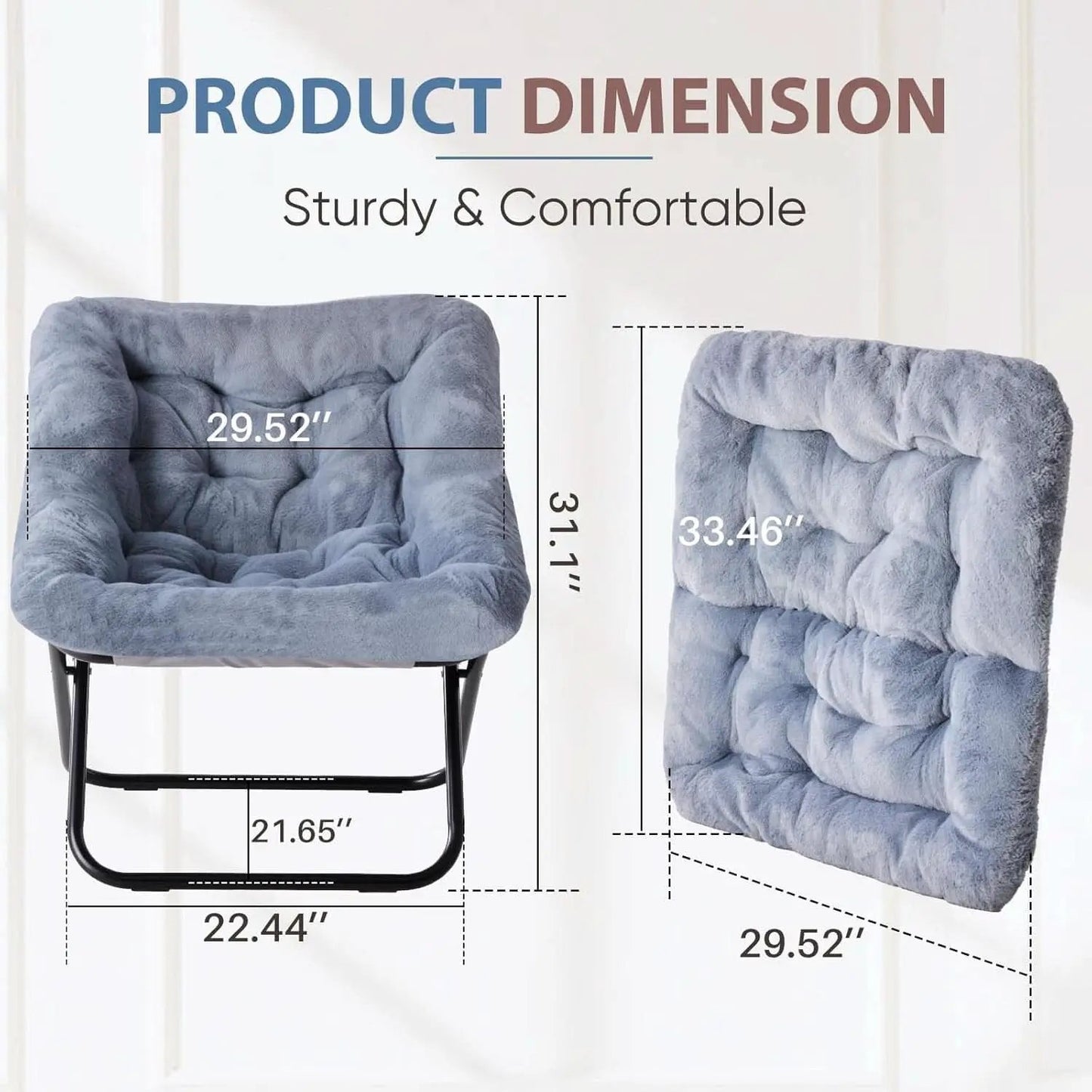 Oversized FauxFur Folding Lounge Chair Charcoal Gray from PriceLows™
