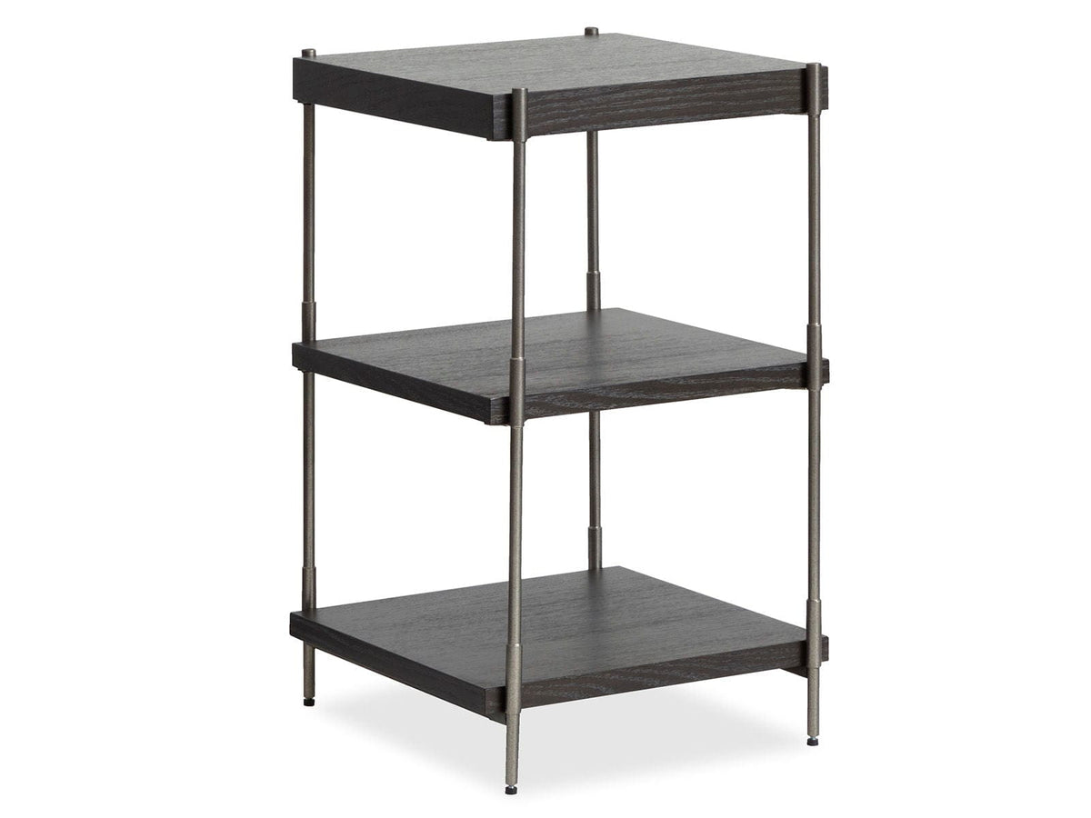 Spencer Rectangular Accent Table | 16 x 16 x 26 in | Oak Veneer & Metal | Dark Briarsmoke