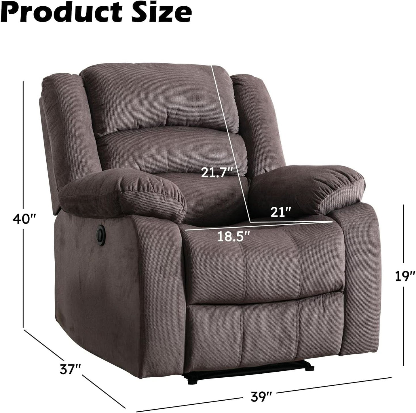 Brown Oversized Electric Recliner Chair With Plush Cushions from PriceLows™