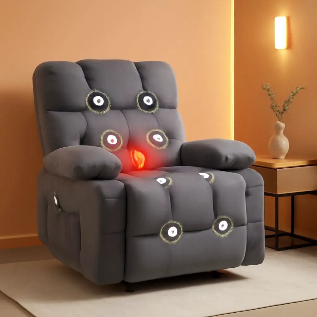 Massage Rocker Recliner Chair With Heat And Vibration Grey from PriceLows™