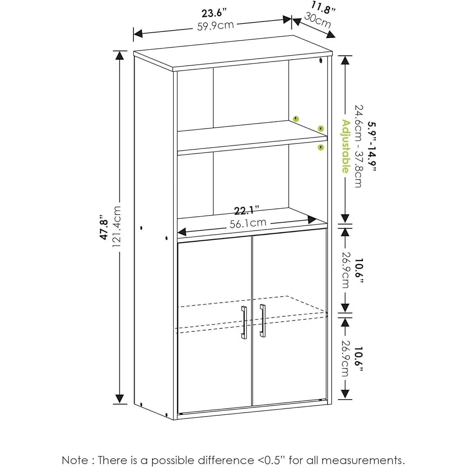 Pasir 4 Tier Storage Bookcase Black Oak Adjustable Shelves from PriceLows™