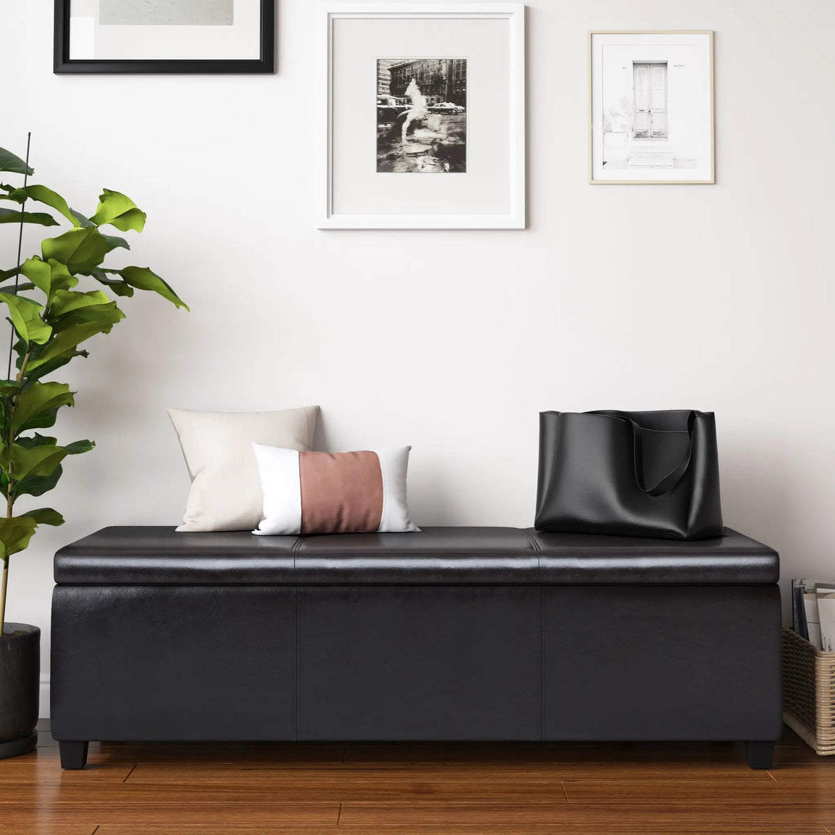 Storage Ottoman Bench | Solid Wood Frame | High Density Foam