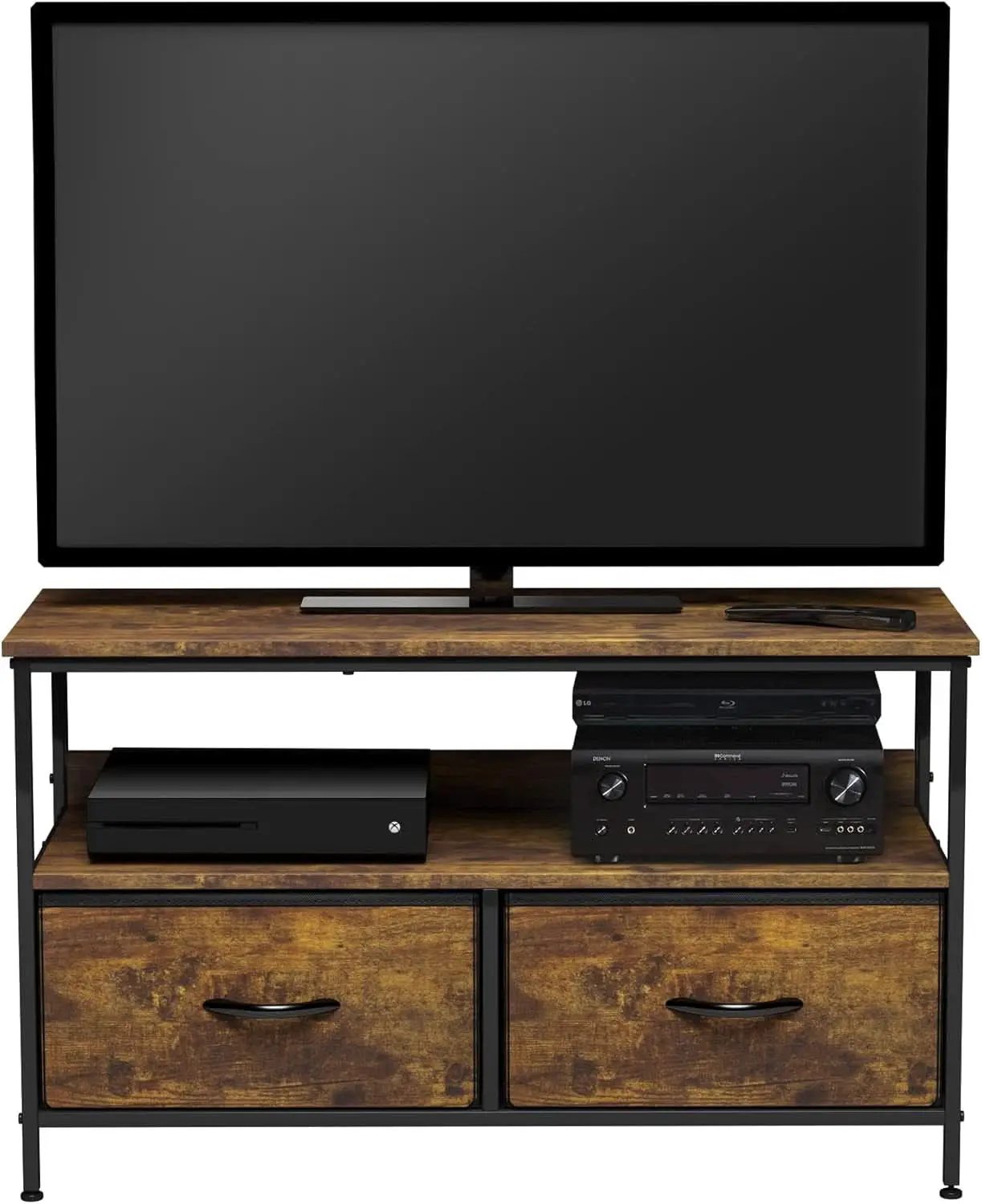 2 Drawer TV Stand Chest For Living Room With Open Shelf And Fabric Drawers For Media Storage from PriceLows™