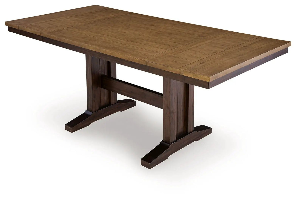 Rylandeen Counter Height Extension Table | Light Brown And Dark Brown | 86 Inch Width | One Leaf