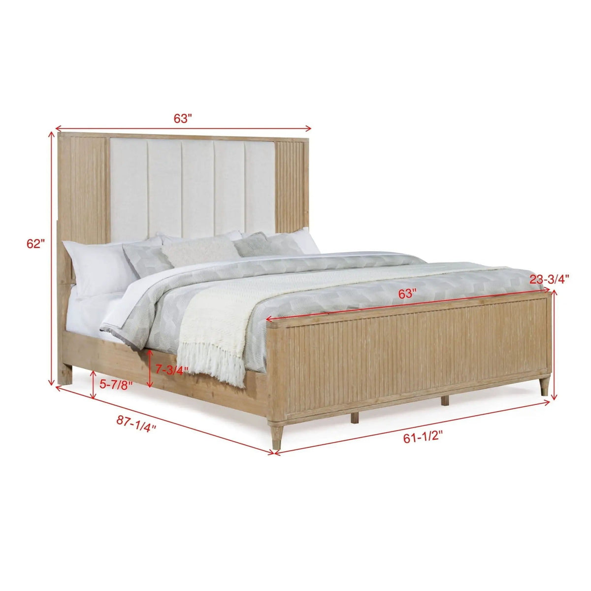 High Headboard Bed | 2 Pieces | Fabric & Wood | Bedroom