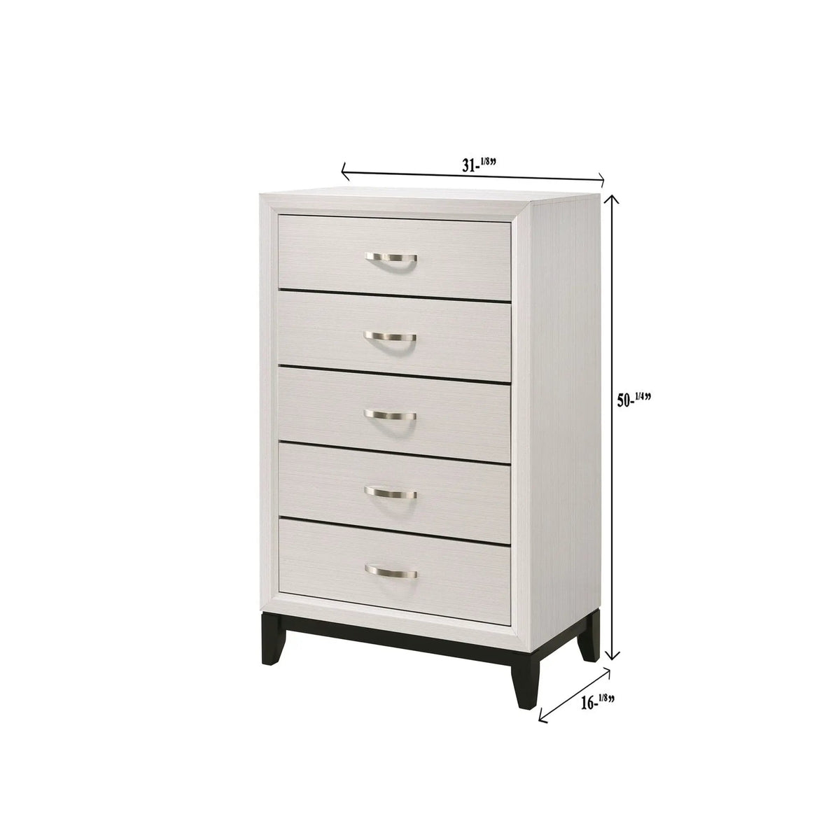 Contemporary 5 Drawer Tall Chest | Neutral Finish | Five Storage Drawers | Bedroom Furniture