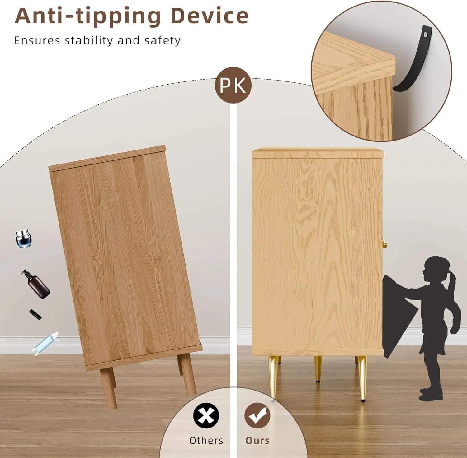 Natural Finish Buffet Cabinet Pair With Rattan Doors from PriceLows™