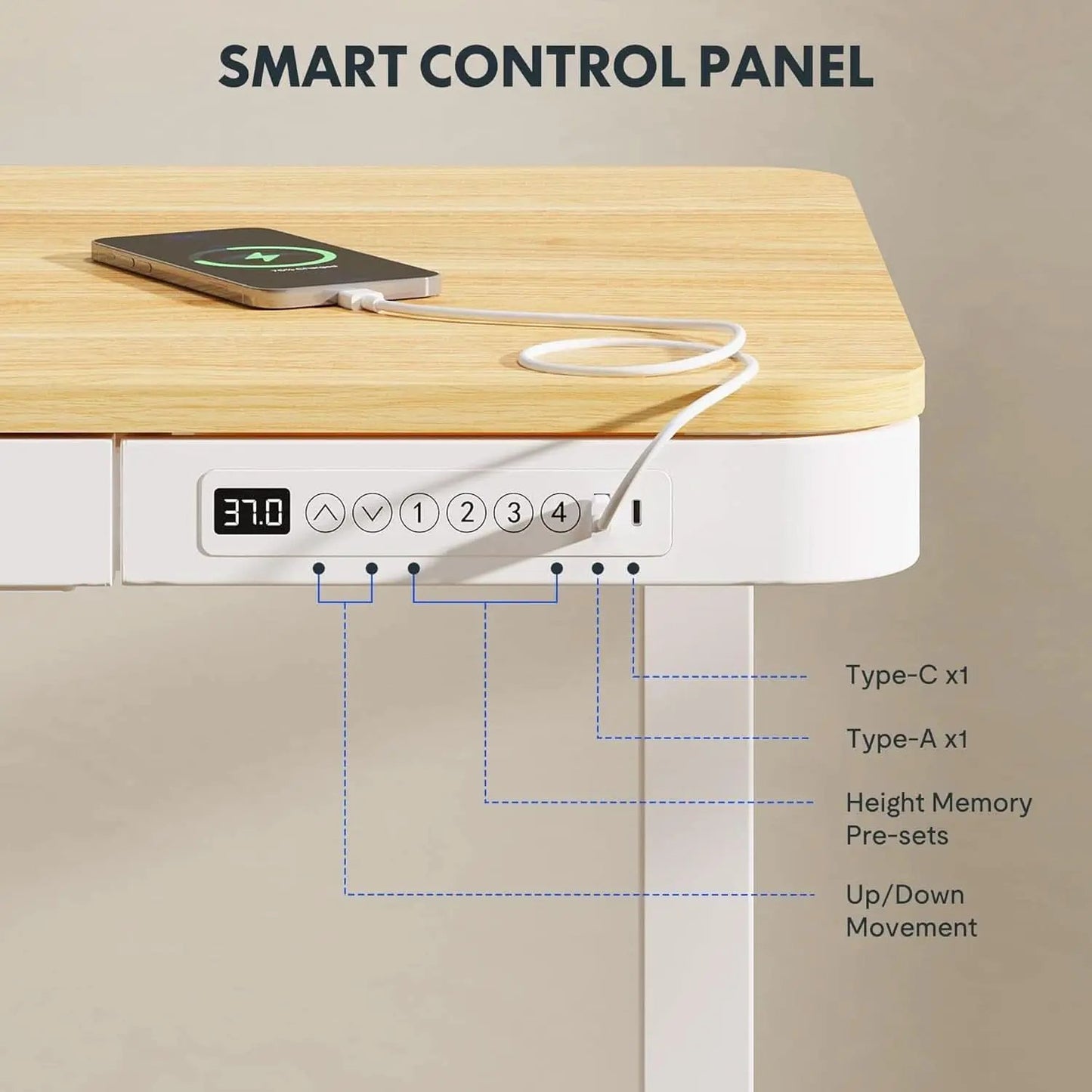 48 Inch Electric Standing Desk With USB Port And Drawers from PriceLows™