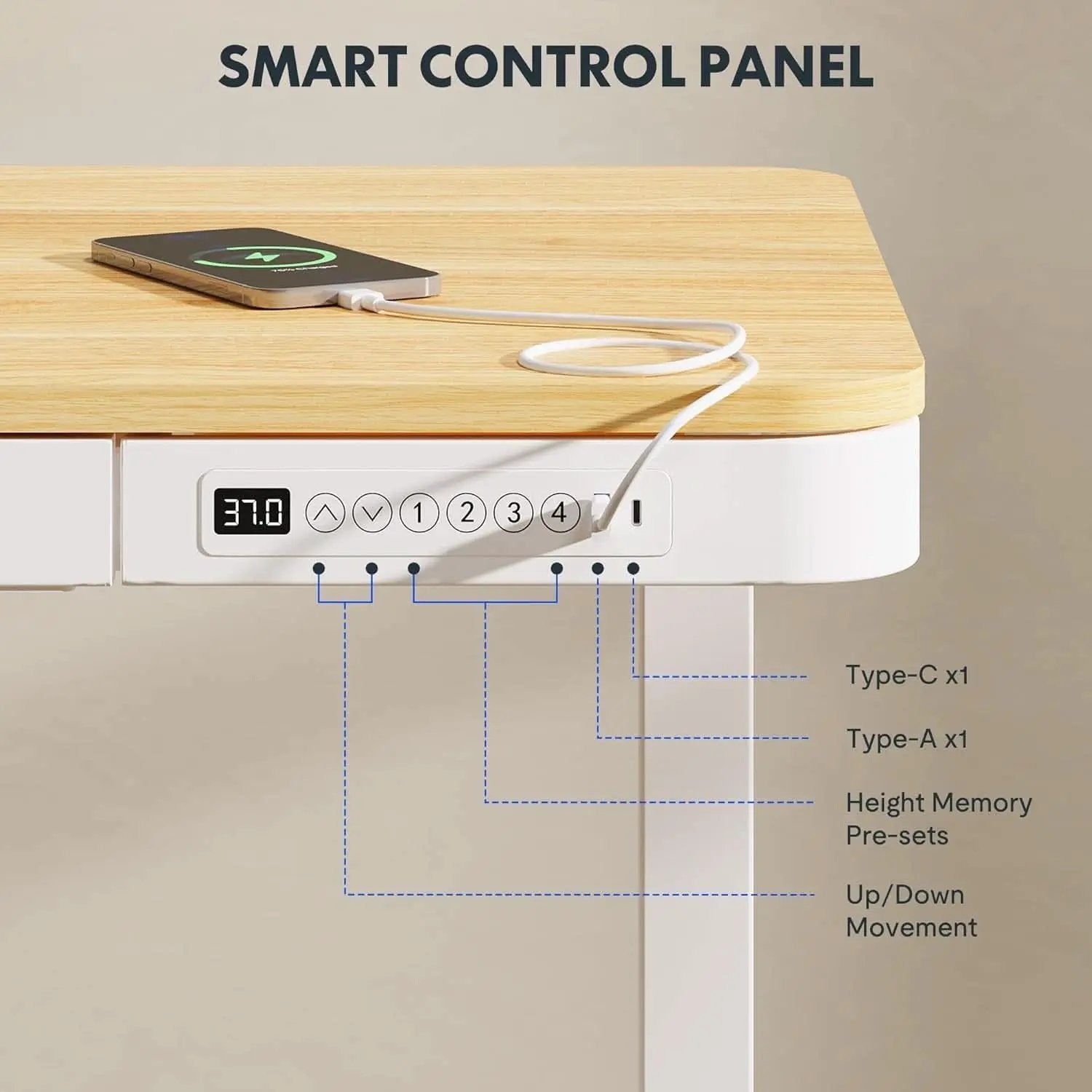 48 Inch Electric Standing Desk With USB Port And Drawers from PriceLows™