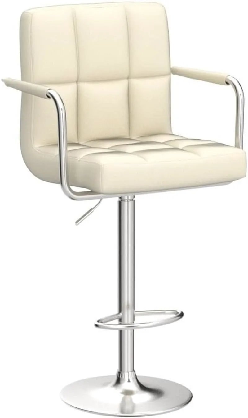 Beige Tall Bar Stools Adjustable Swivel Set Of Two from PriceLows™