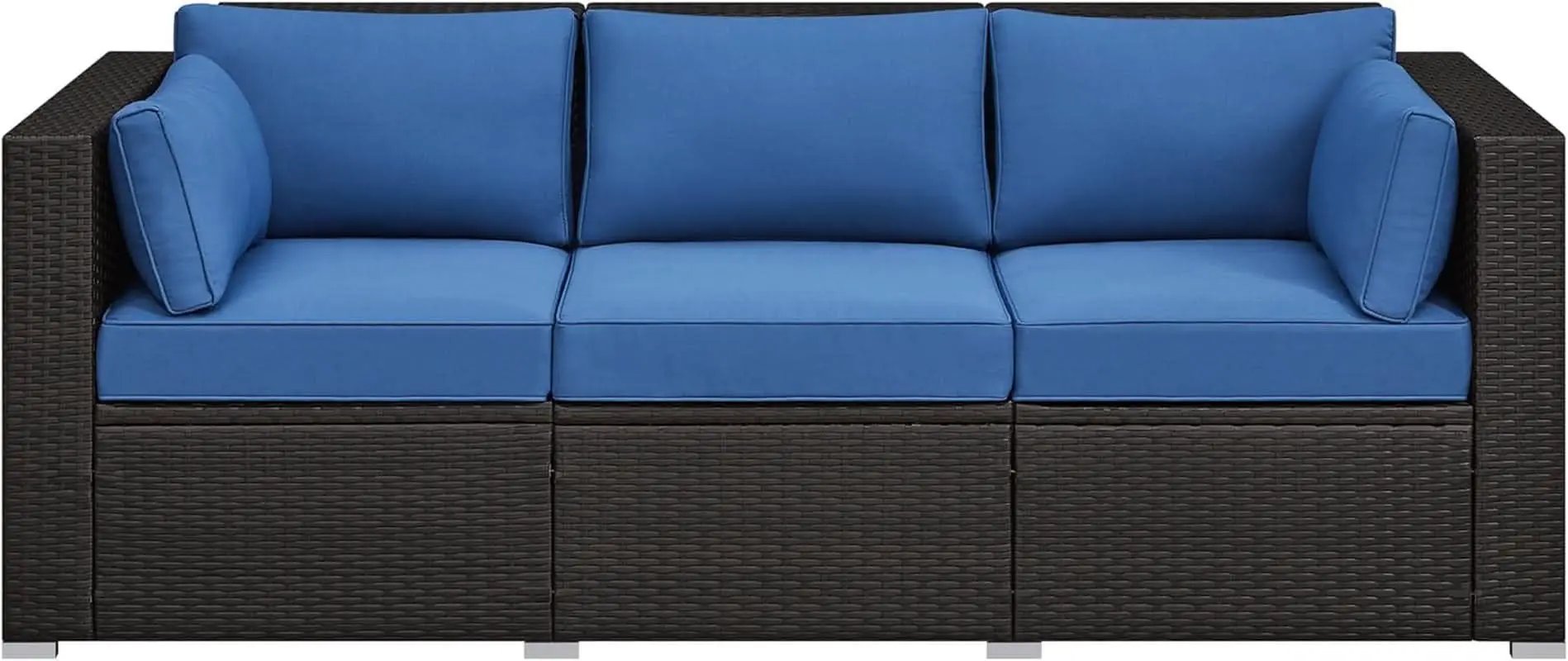 Outdoor Three-Seat Wicker Sofa with Deep Cushions and Pillows from PriceLows™