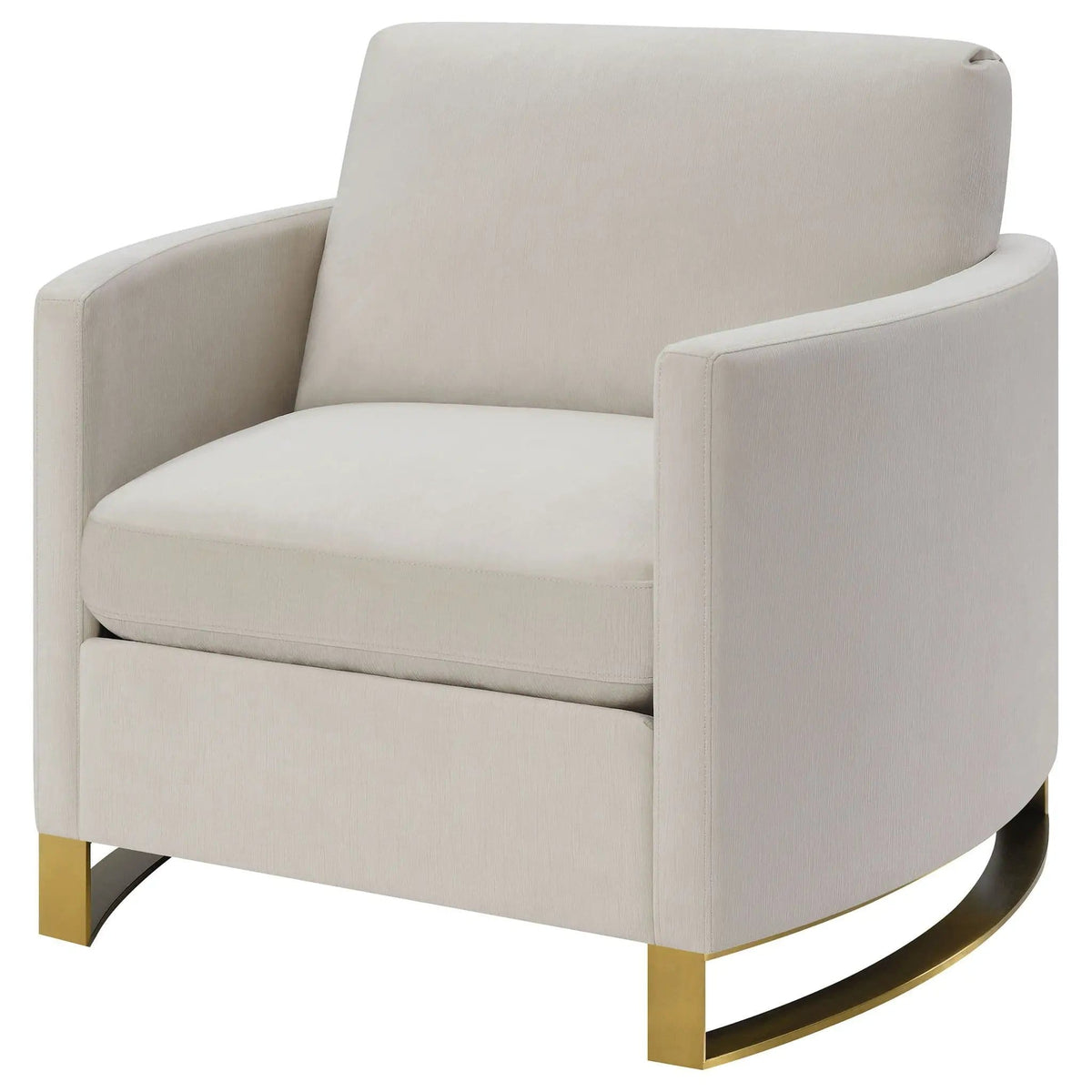Corliss Upholstered Curved Track Arm Chair | 38.5 x 36.5 x 36 in | Velvet & Stainless Steel | Beige