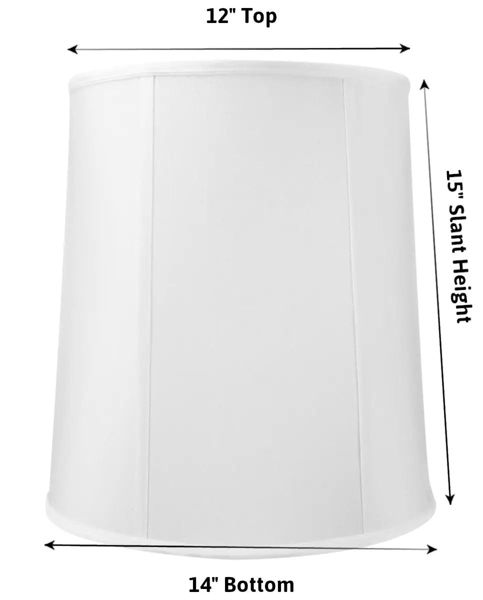 Drum Lampshade | White Shantung | Premium Fabric | 12x14x15