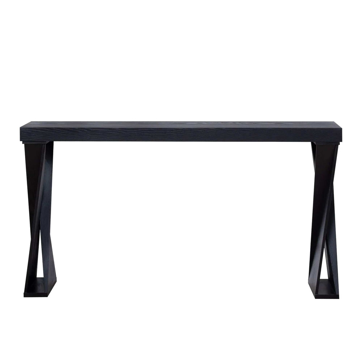 Console Table With Crossed Legs For Hallway - | 58.3 x 11.8 x 31 in | Wood | Black