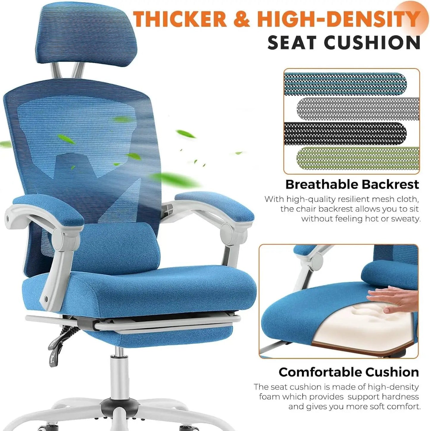 Blue Ergonomic Mesh Office Chair With Lumbar Support from PriceLows™