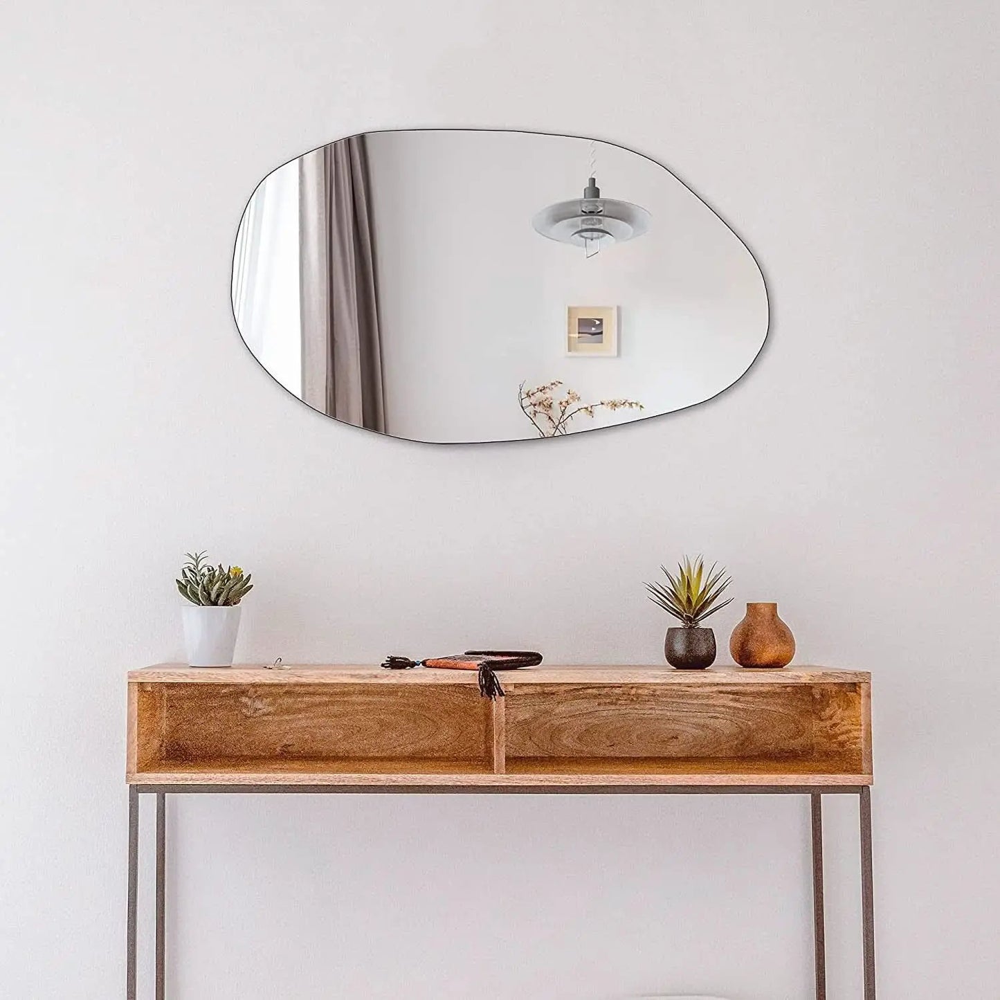 Asymmetrical Frameless Wall Mirror For Living Room 19.5 x 33.5 Inches