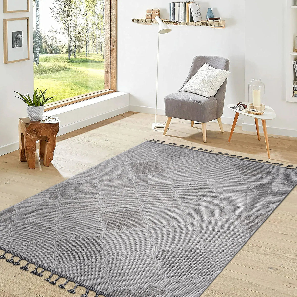Guros Trellis Indoor Outdoor Rug | 74 x 48 Inch | Stain Resistant | Non-Shedding
