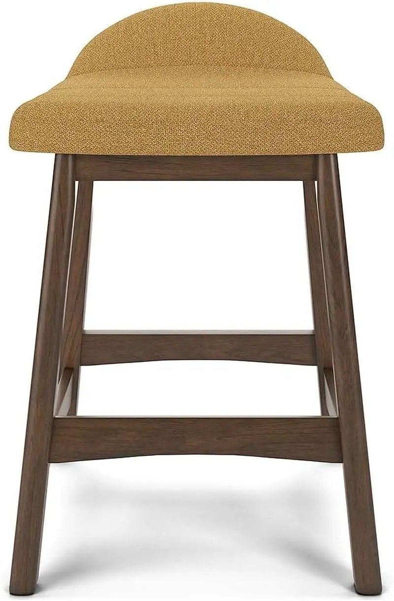 Mustard Brown Upholstered Counter Height Bar Stool Set Of 2 from PriceLows™