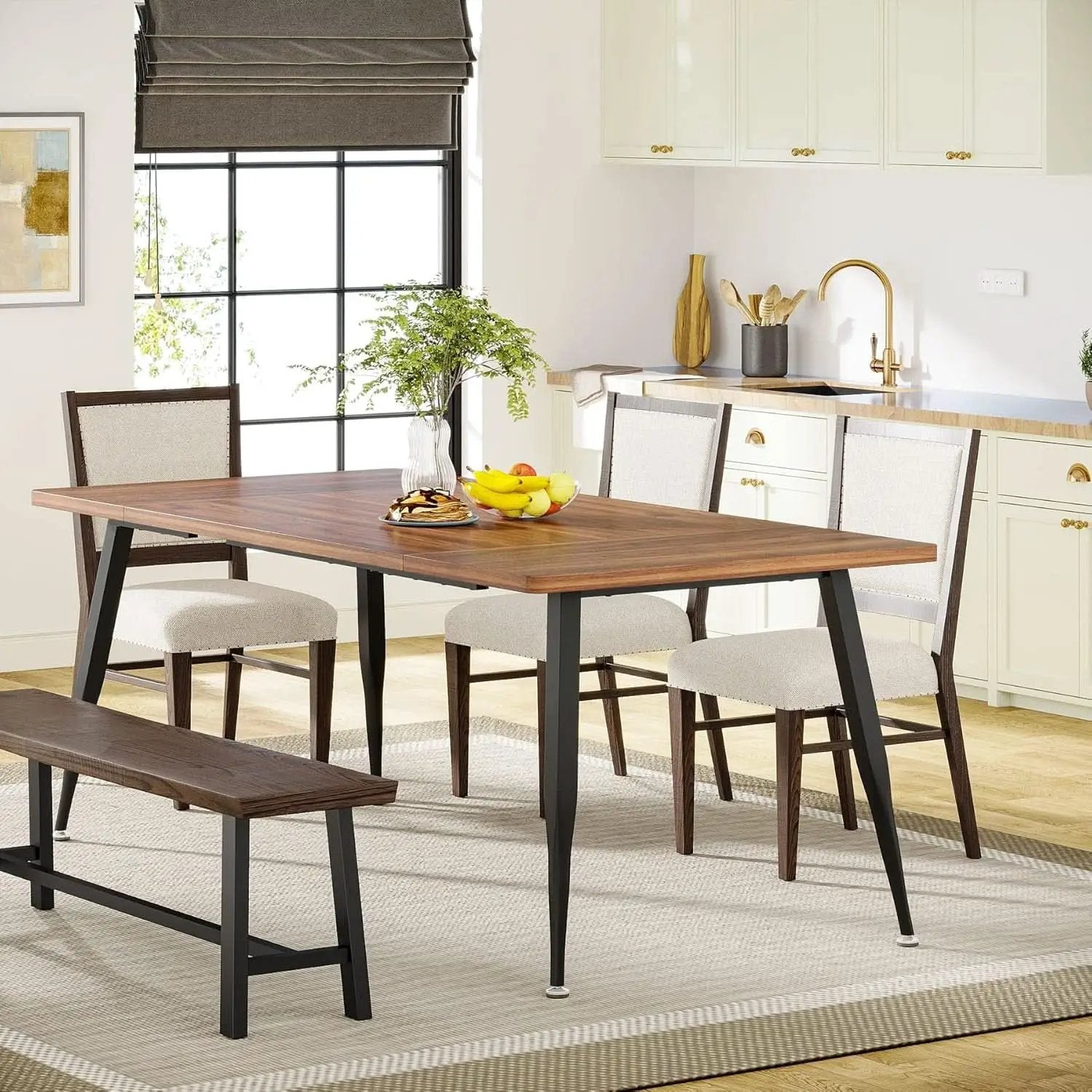 70.9 Inch Dining Table For 6 To 8 With Metal Legs Rustic from PriceLows™