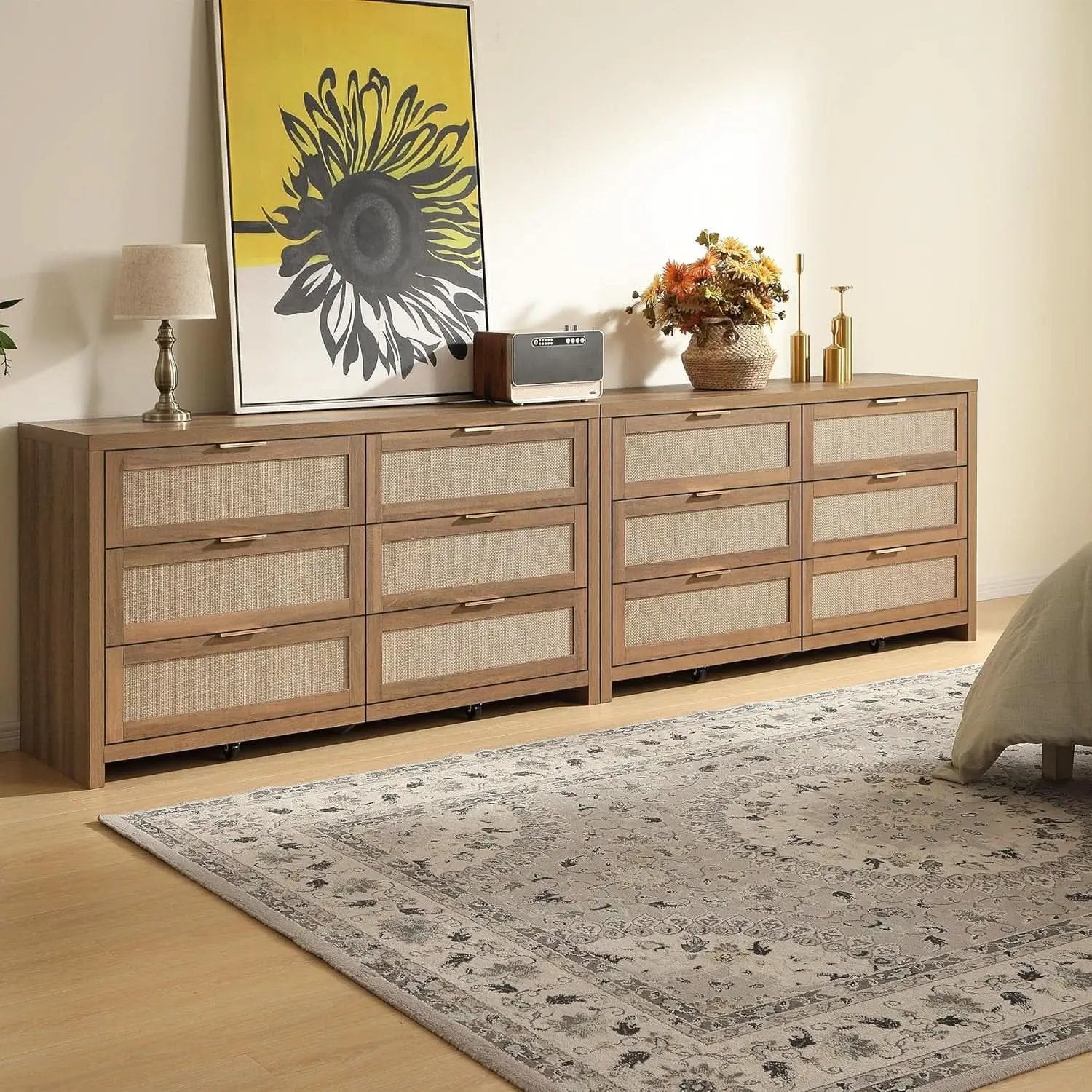 Rattan Dresser FiftySixPointNineInches Wide Six Drawer from PriceLows™
