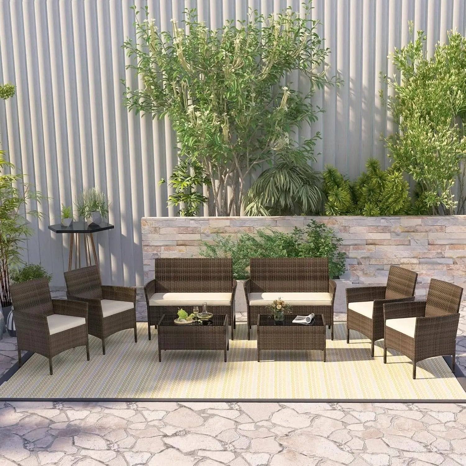 8-Piece Rattan Patio Furniture Set With Cushions from PriceLows™