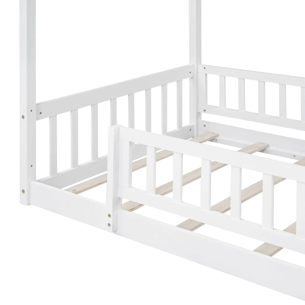 Kids Bed Frame | Playhouse Design | Roof And Fence | Toddler Size