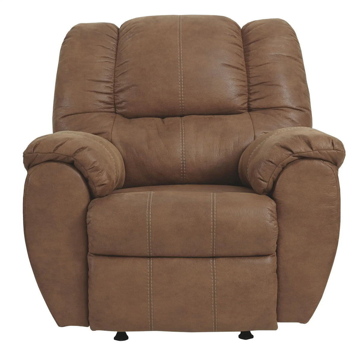 McGann Rocker Recliner | Leather Look Fabric Feel | Jumbo Stitching | Thick Cushioning