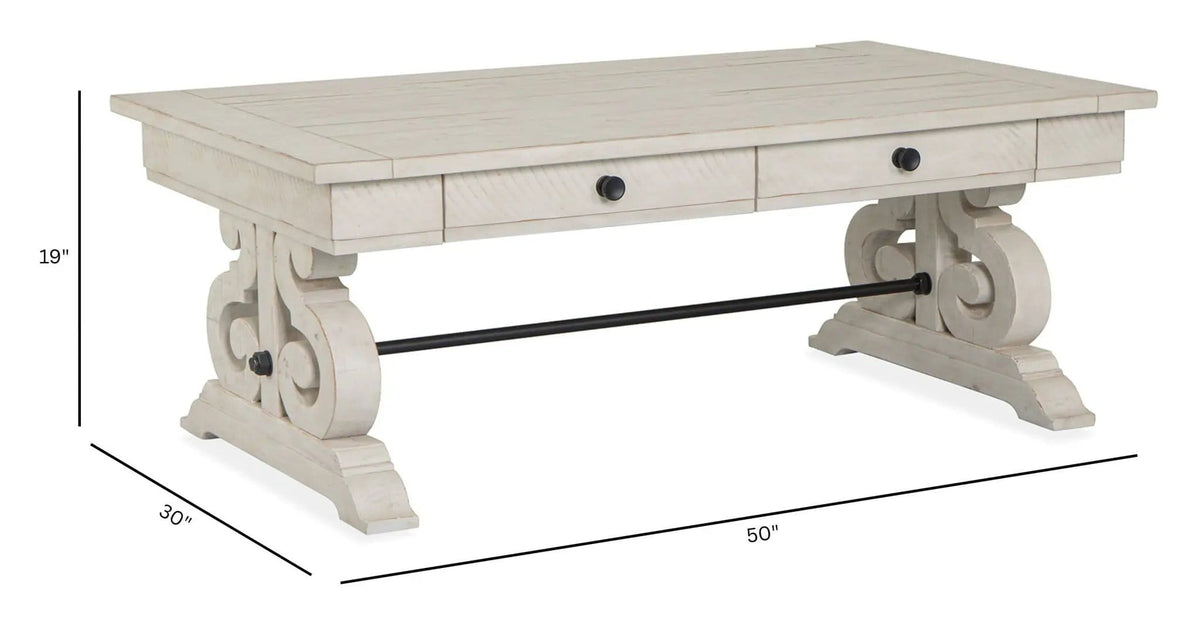 Bronwyn Rectangular Cocktail Table | 30 x 50 x 19 in | Metal & Brass | Alabaster