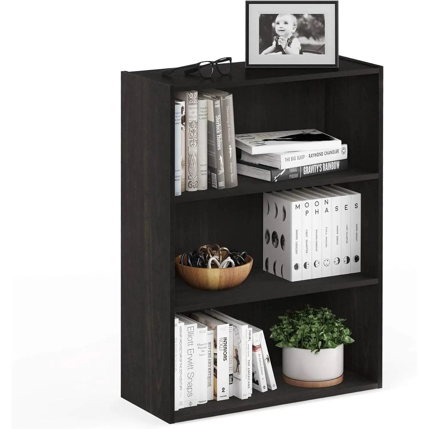 Pasir 3 Tier Open Shelf Bookcase In Espresso Finish from PriceLows™