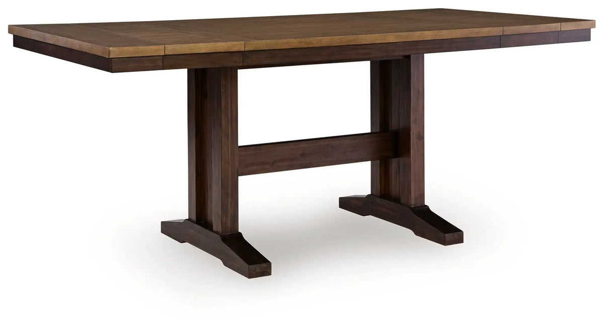 Rylandeen Counter Height Extension Table | Light Brown And Dark Brown | 86 Inch Width | One Leaf