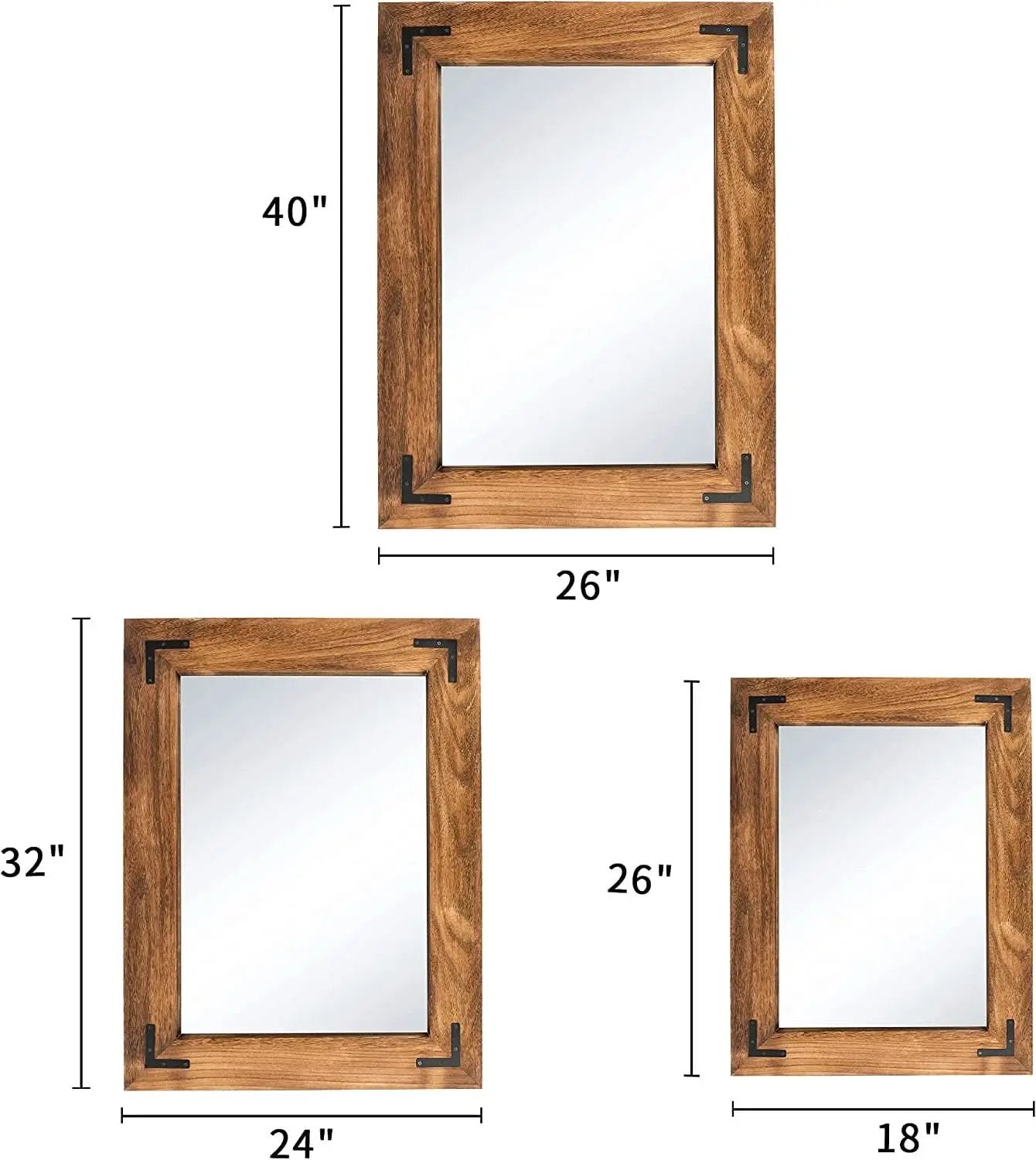 Rustic Wood Framed Wall Mirror 32 Inch Brown Vanity from PriceLows™