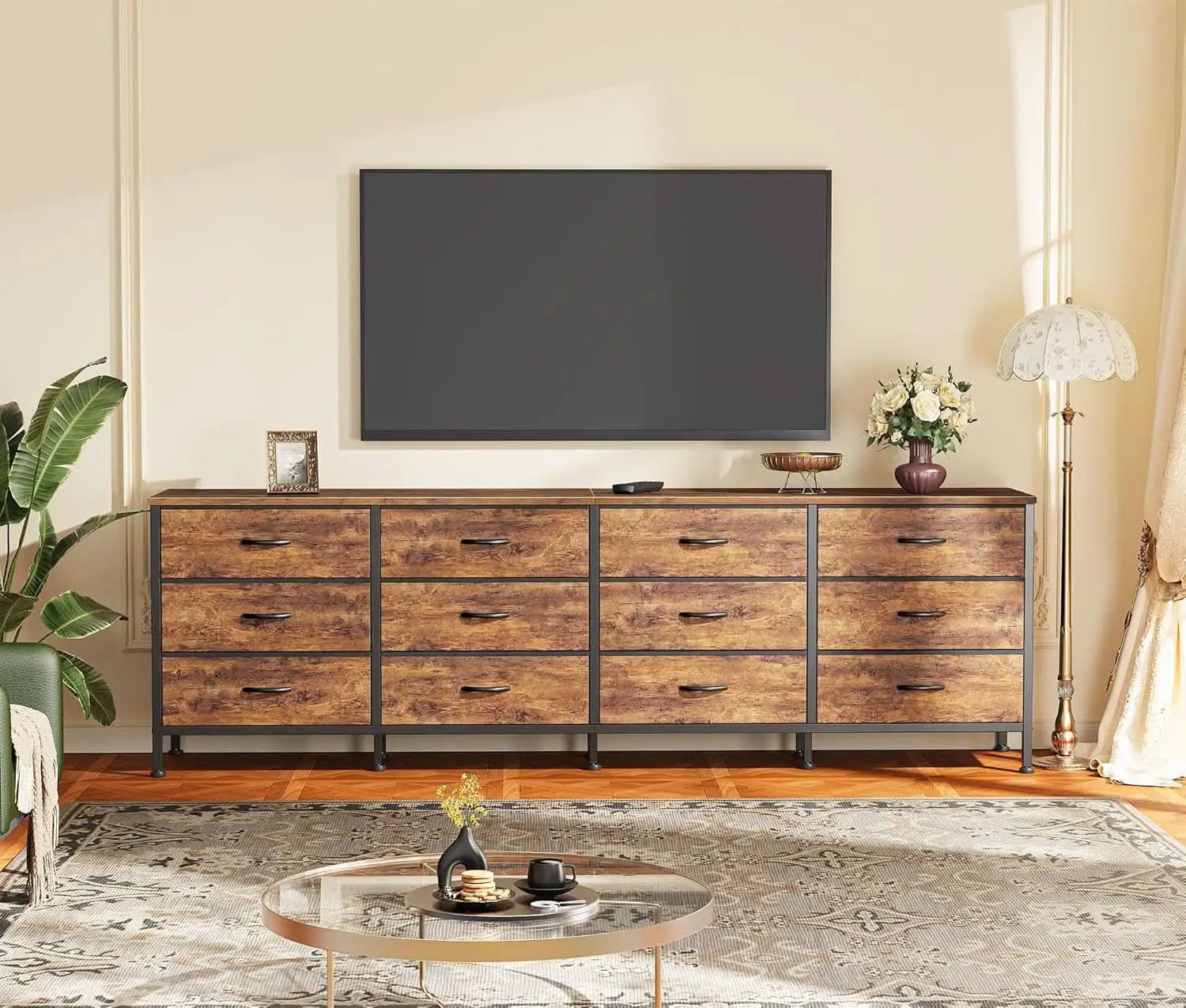 70 Inch Rustic Brown Dresser Entertainment Center TV Stand from PriceLows™