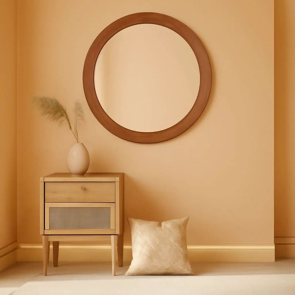 Walnut Frame Rustic Wooden Wall Mirror Bedroom Decor from PriceLows™