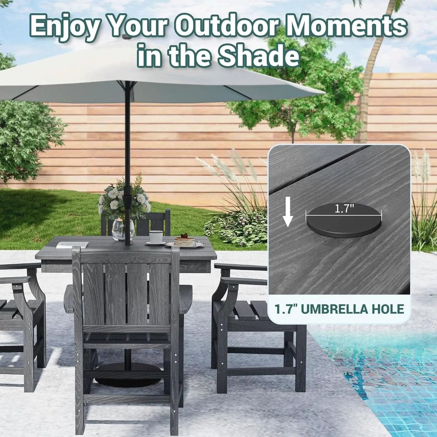 Spacious Five Piece Outdoor Dining Set with Umbrella Hole from PriceLows™