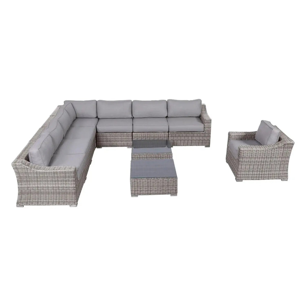 Outdoor Wicker Conversation Set | All-Weather Resin | Tempered Glass Table | 5 Inch Cushions