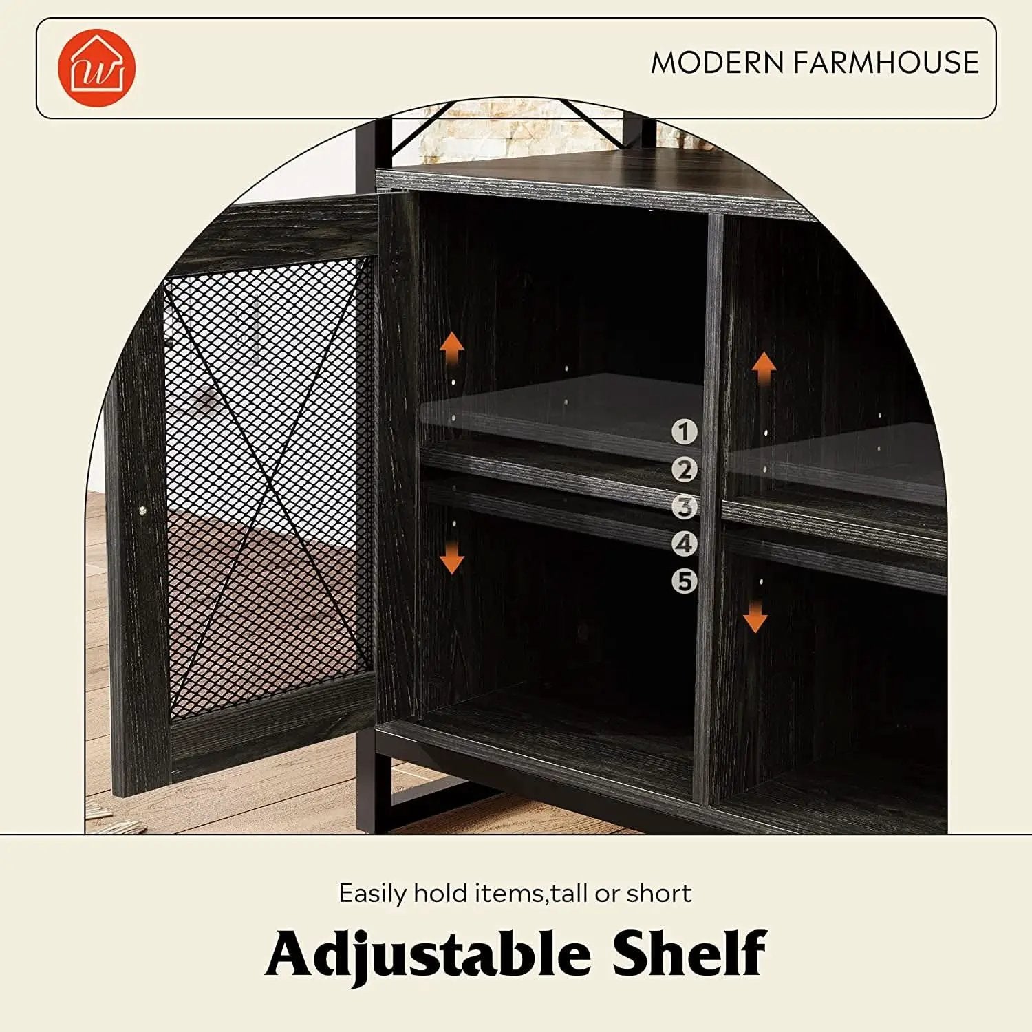 55 Inch TV Stand With Storage Console Industrial Farmhouse from PriceLows™