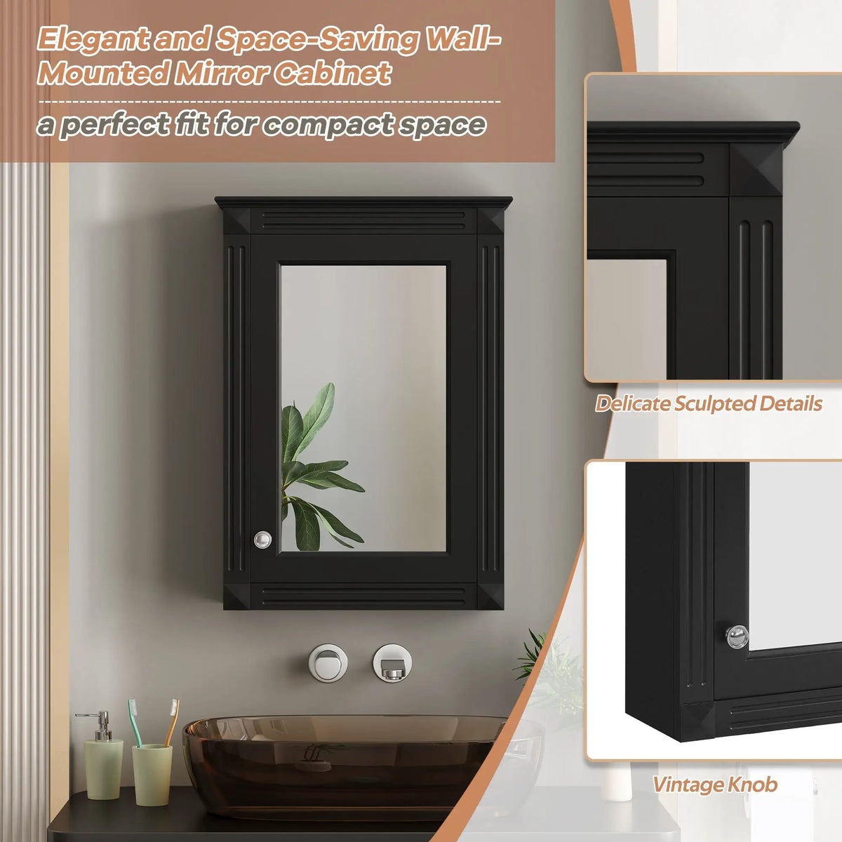 Over-Toilet Medicine Cabinet | Wall Mounted | Full-Length Mirror | Height-Adjustable Shelf