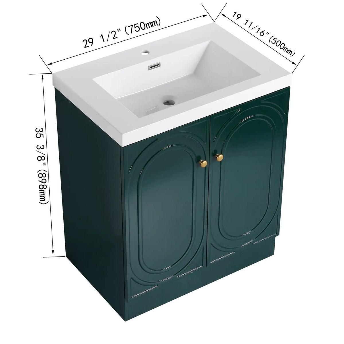 Contemporary Freestanding Bathroom Vanity With Resin Sink & Soft-Close Cabinet Doors | 7 Pieces | Stainless Steel & Plywood | Bathroom