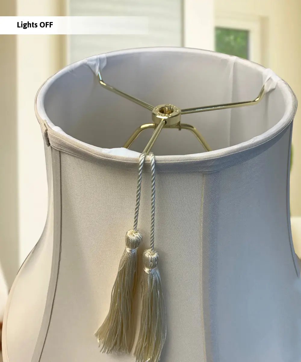 Lamp Shade | Shantung Fabric Tassel Design | 16 X 12 Inches | Eggshell Color