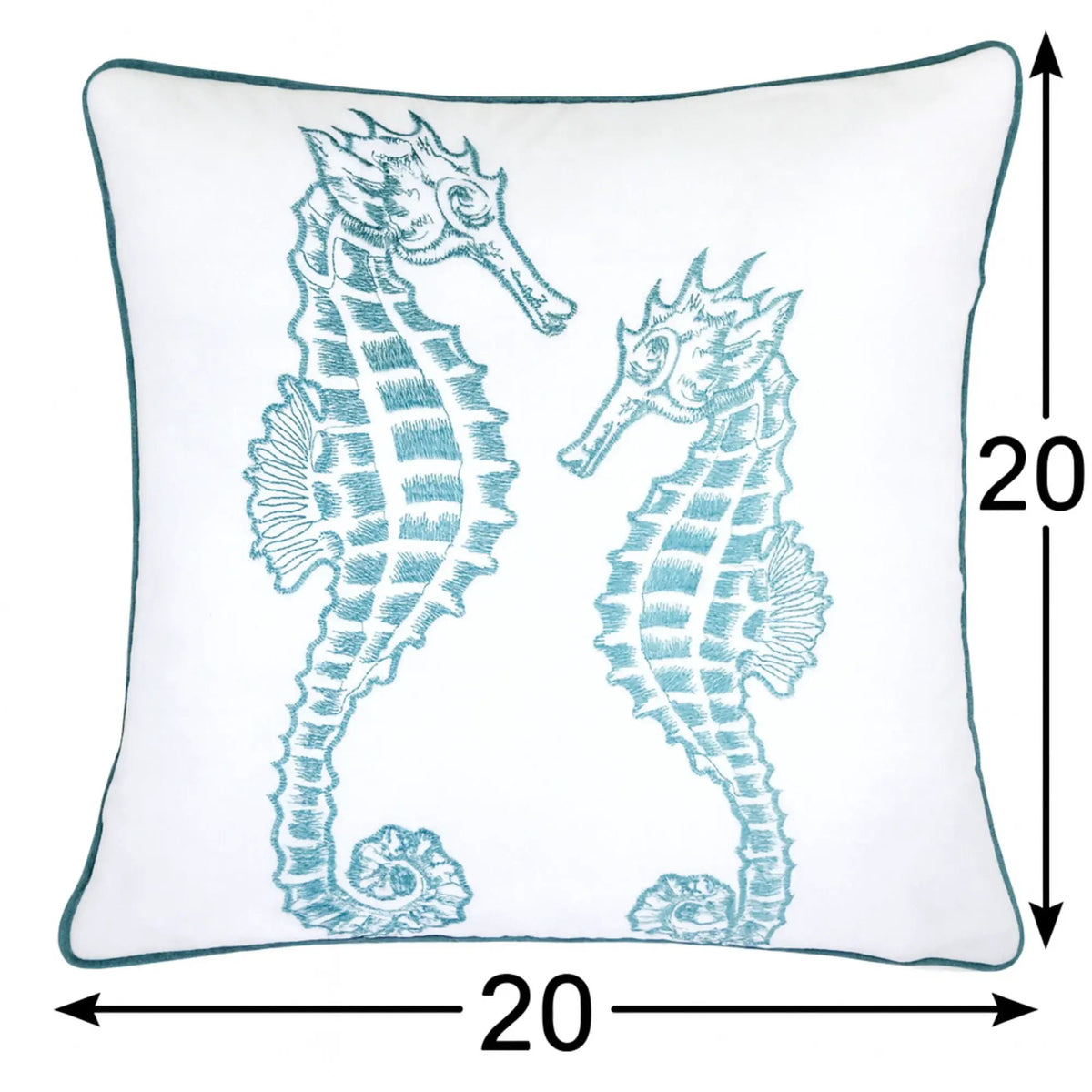 Seahorses Pillow Cover | 20x20 Inch | Matching Back | Hidden Zipper