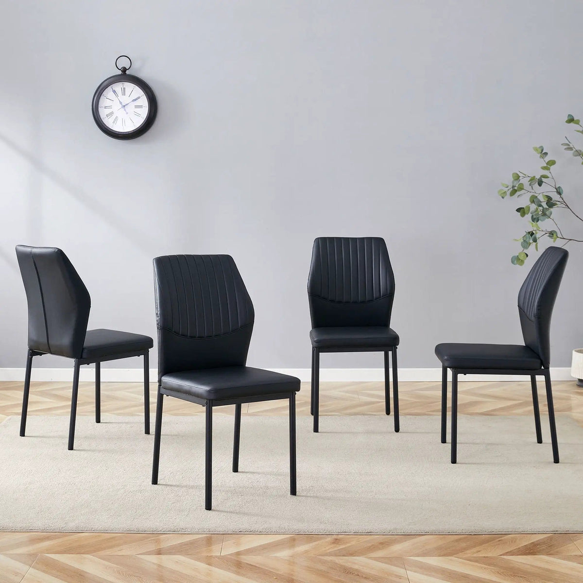 Ergonomic Simple Chair With Metal Leg Chair Set | 3 Pieces | Metal | Dining Room