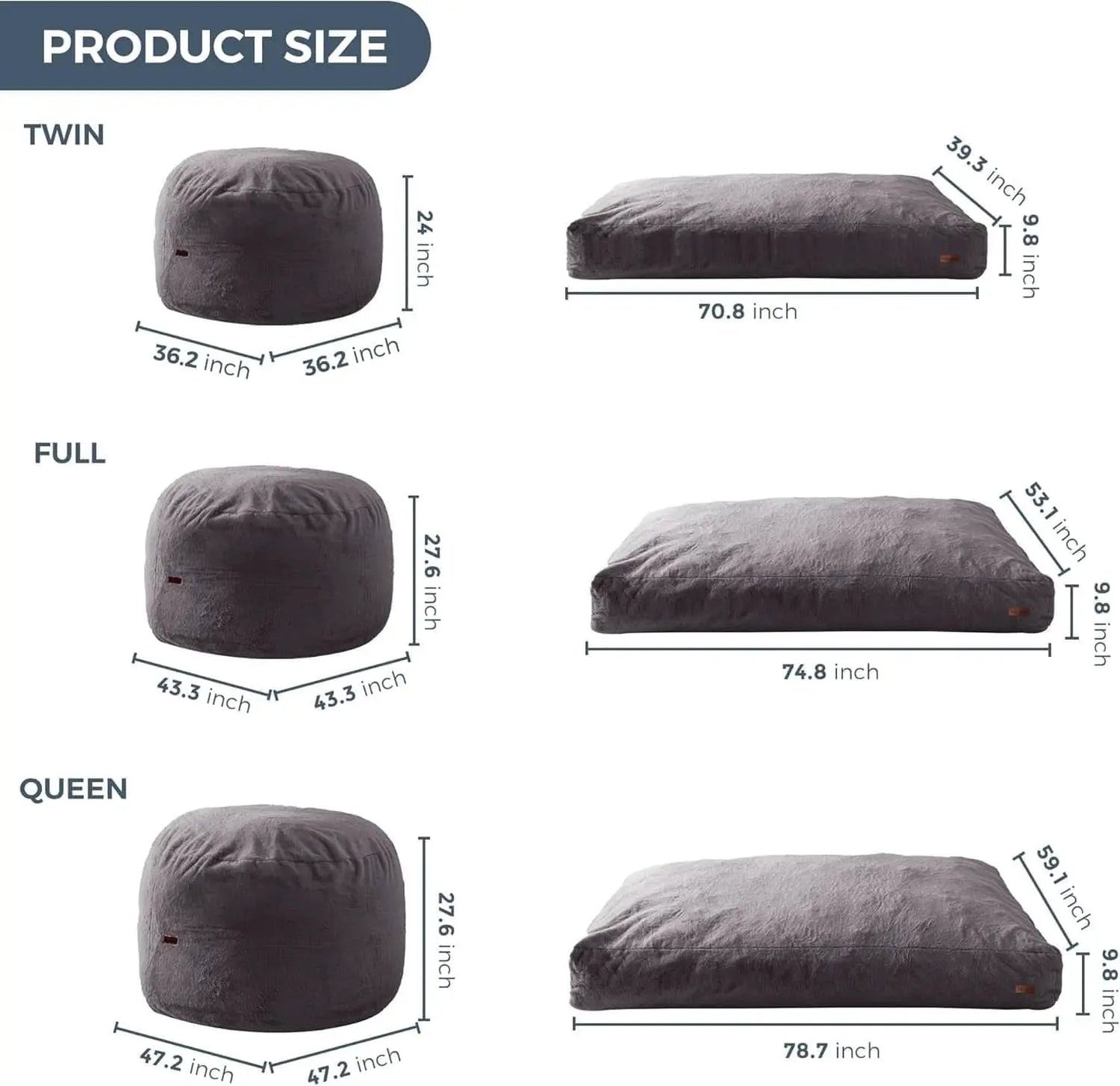 Giant Bean Bag Chair Bed for Adults Convertible Lounger from PriceLows™
