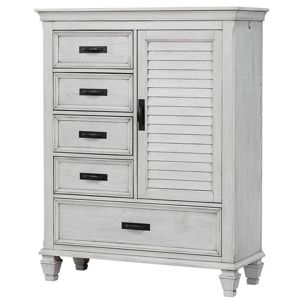 Franco 5-drawer Door Chest Distressed | 43.25 x 17.5 x 55 in | 5-Drawer | White