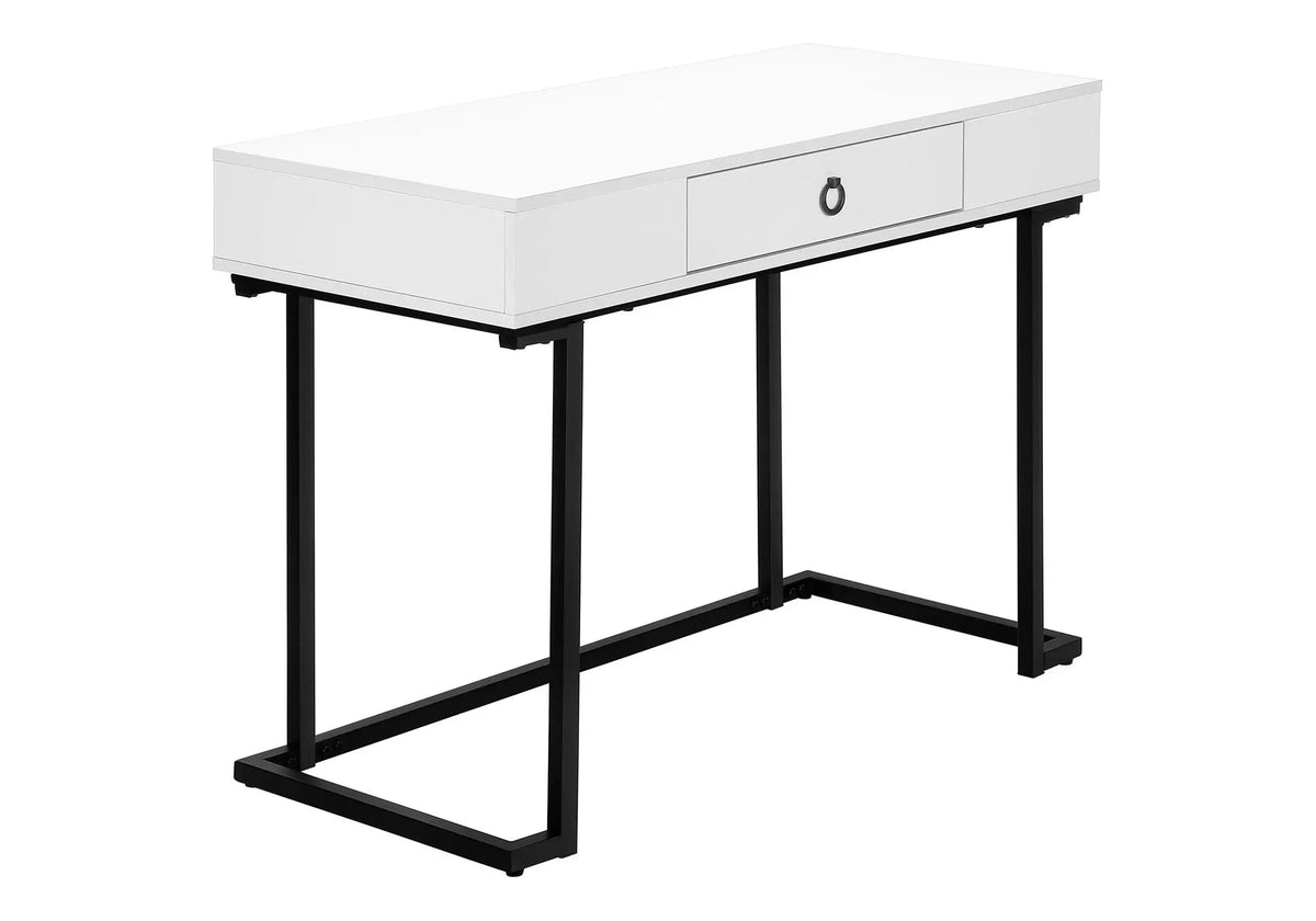 Glossy Computer Desk | Large Center Drawer | Laminate Finish | 41.75 Inch Length